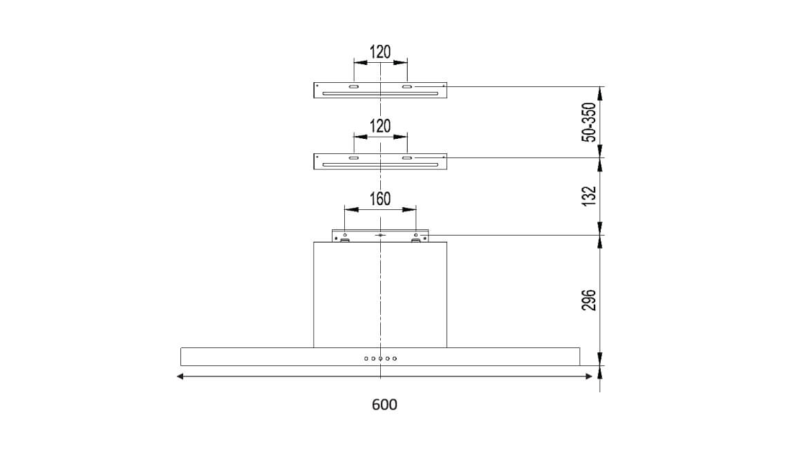 Abens 60 Wall mounted  cooker hood Installation diagram image